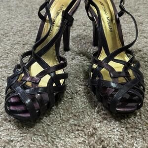 Antonio Melani Purple Moonstruck Leather Strappy Slingback Pump Heels Sz 6.5